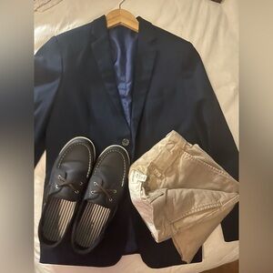 Navy Blazer sz 10  with Pants, blazer and  navy  Loafers size 5 shoes Jcrew